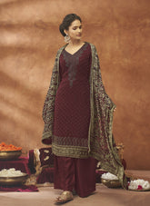 Winsome Looking Salwar Suit in Maroon